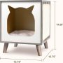 Petfamily Wooden Cat House, Cat Condo for Large Indoor Cats Wood Kitten Hidden Cave TV Cat Bed Furniture with Cushion and Scratcher Pad, Natural Wood - Image 4