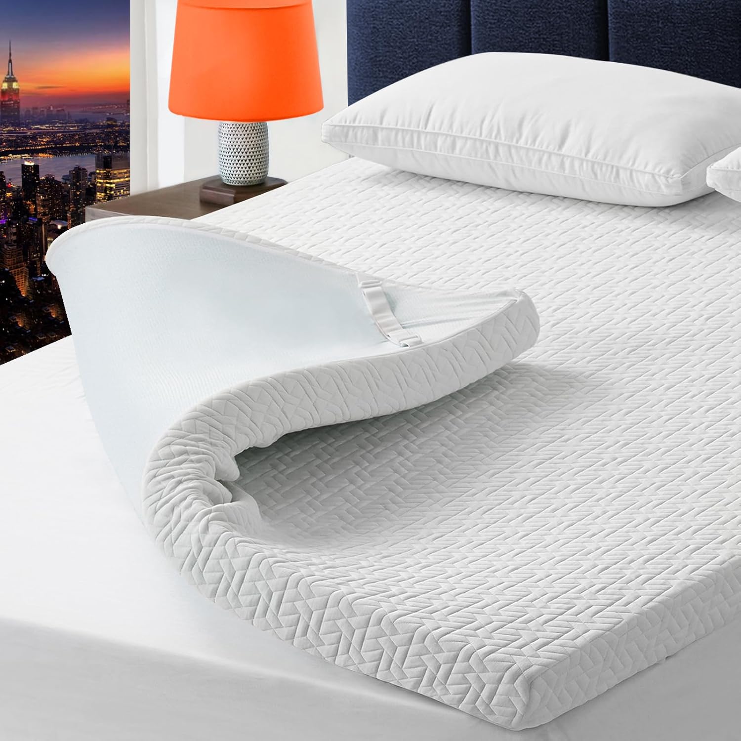 BEDLUXURY 3 inch Cooling Breathable Bamboo Cover