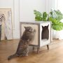 Petfamily Wooden Cat House, Cat Condo for Large Indoor Cats Wood Kitten Hidden Cave TV Cat Bed Furniture with Cushion and Scratcher Pad, Natural Wood - Image 6