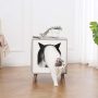 Petfamily Wooden Cat House, Cat Condo for Large Indoor Cats Wood Kitten Hidden Cave TV Cat Bed Furniture with Cushion and Scratcher Pad, Natural Wood - Image 5
