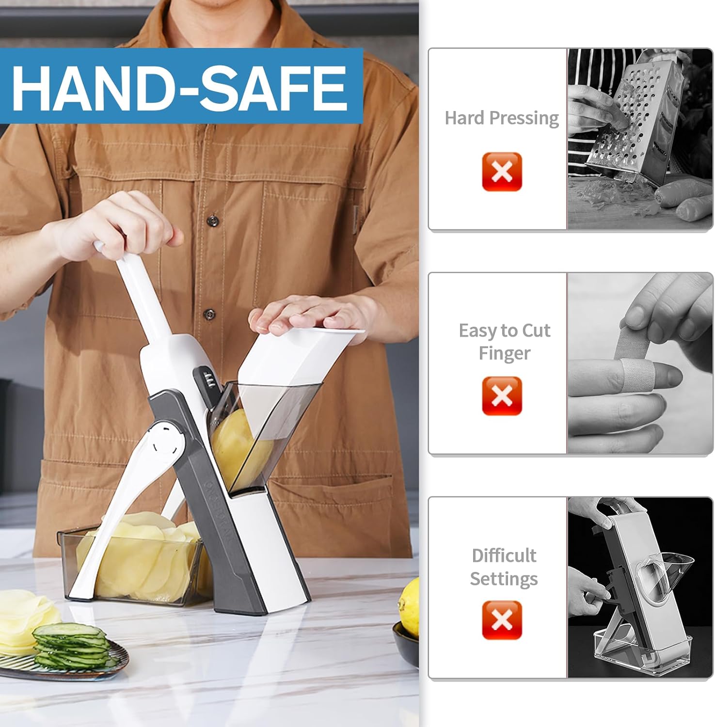 JINSHOME Safe Mandoline Slicer