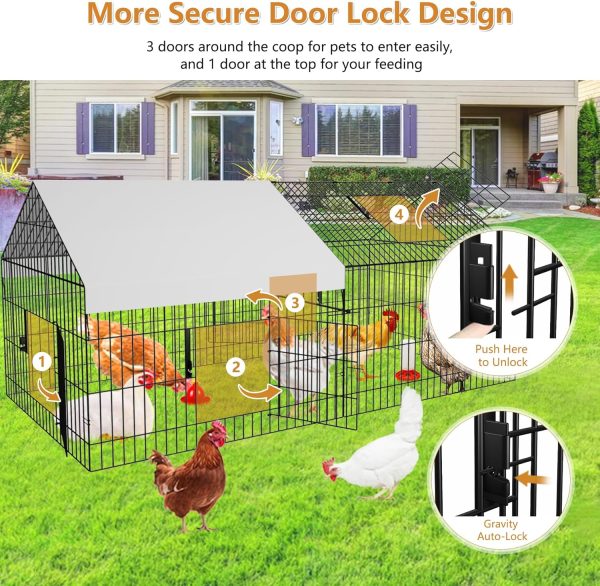 Metal Chicken Coop 87"×40" with Cover Chicken