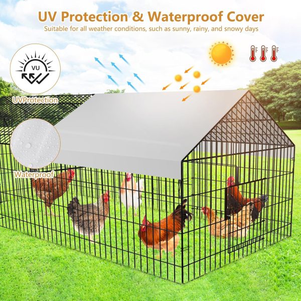 Metal Chicken Coop 87"×40" with Cover Chicken