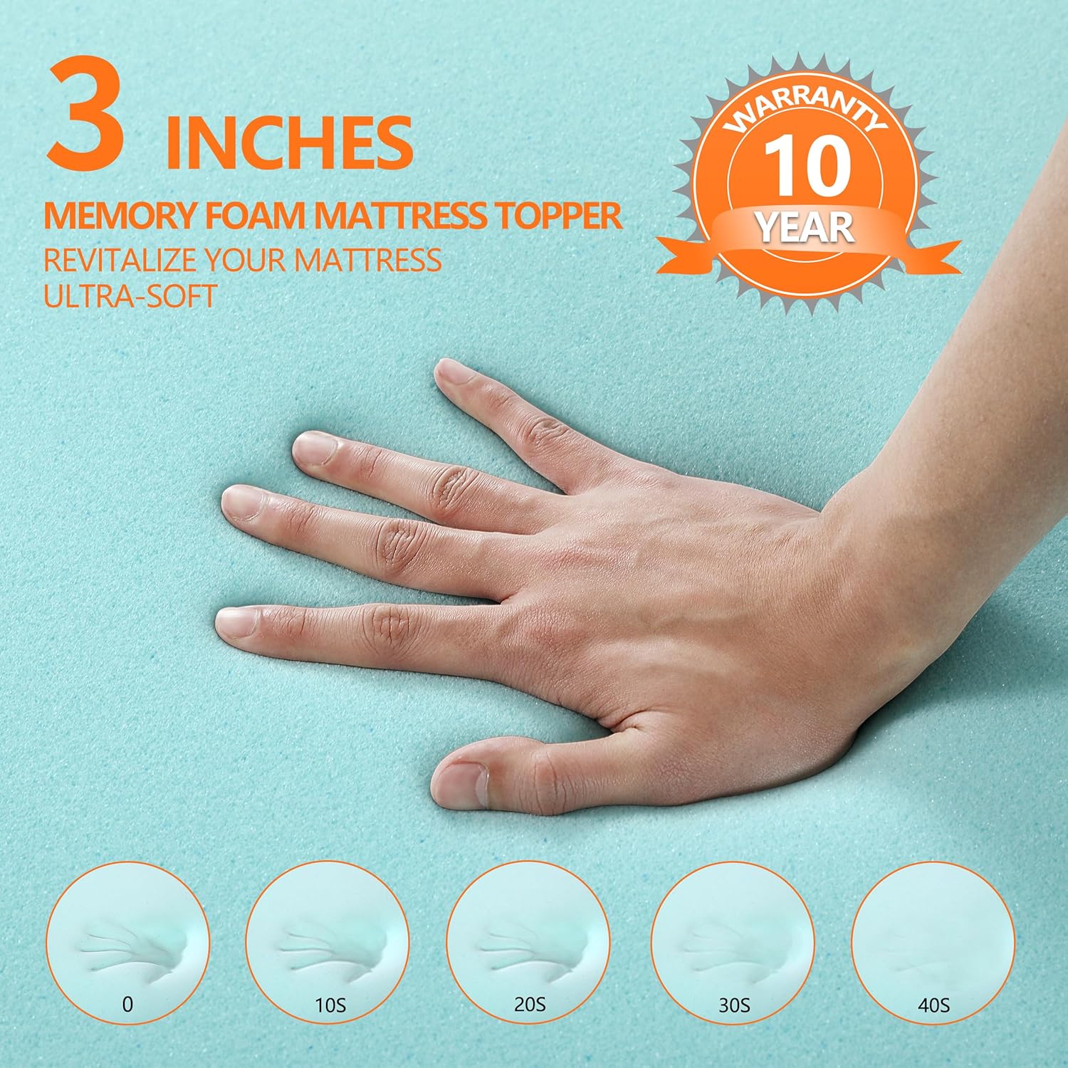 BEDLUXURY 3 inch Cooling Breathable Bamboo Cover